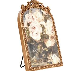 Filigree Tabletop Floral Art, Vintage-Inspired Ornate Frame w Botanical Design